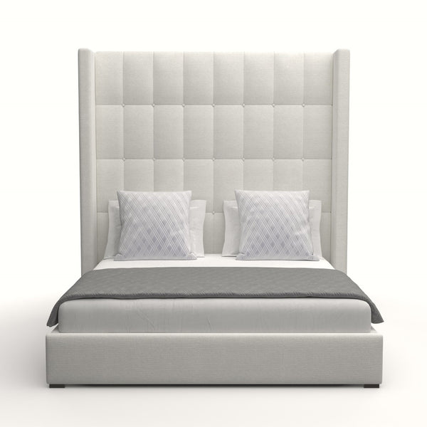 Nativa Interiors Aylet Box Tufted Upholstered High 87" Solid + Manufactured Wood / Revolution Performance Fabrics® Commercial Grade Panel Bed Off White Queen - 71.00"W x 86.00"D x 87.00"H