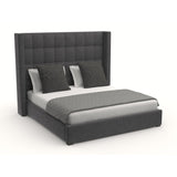 Nativa Interiors Aylet Box Tufted Upholstered Medium 67" Solid + Manufactured Wood / Revolution Performance Fabrics® Commercial Grade Panel Bed Charcoal Queen - 71.00"W x 86.00"D x 67.00"H