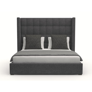 Nativa Interiors Aylet Box Tufted Upholstered Medium 67" Solid + Manufactured Wood / Revolution Performance Fabrics® Commercial Grade Panel Bed Charcoal Queen - 71.00"W x 86.00"D x 67.00"H