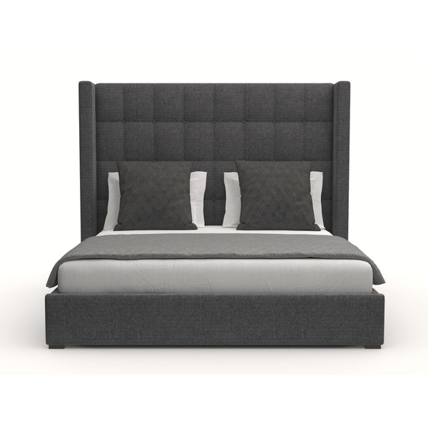 Nativa Interiors Aylet Box Tufted Upholstered Medium 67" Solid + Manufactured Wood / Revolution Performance Fabrics® Commercial Grade Panel Bed Charcoal Queen - 71.00"W x 86.00"D x 67.00"H