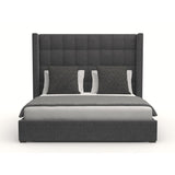 Nativa Interiors Aylet Box Tufted Upholstered Medium 67" Solid + Manufactured Wood / Revolution Performance Fabrics® Commercial Grade Panel Bed Charcoal Queen - 71.00"W x 86.00"D x 67.00"H