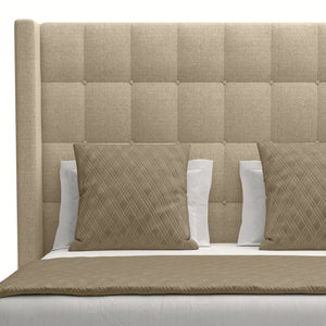Nativa Interiors Aylet Box Tufted Upholstered Medium 67" Solid + Manufactured Wood / Revolution Performance Fabrics® Commercial Grade Panel Bed Flax Queen - 71.00"W x 86.00"D x 67.00"H