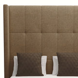 Nativa Interiors Aylet Button Tufted Upholstered High 87" Solid + Manufactured Wood / Revolution Performance Fabrics® Commercial Grade Panel Bed Brown Queen - 71.00"W x 86.00"D x 87.00"H