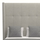 Nativa Interiors Aylet Button Tufted Upholstered High 87" Solid + Manufactured Wood / Revolution Performance Fabrics® Commercial Grade Panel Bed Grey Queen - 71.00"W x 86.00"D x 87.00"H