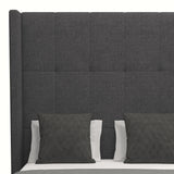 Nativa Interiors Aylet Button Tufted Upholstered High 87" Solid + Manufactured Wood / Revolution Performance Fabrics® Commercial Grade Panel Bed Charcoal Queen - 71.00"W x 86.00"D x 87.00"H