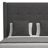 Nativa Interiors Aylet Button Tufted Upholstered Medium 67" Solid + Manufactured Wood / Revolution Performance Fabrics® Commercial Grade Panel Bed Charcoal Queen - 71.00"W x 86.00"D x 67.00"H