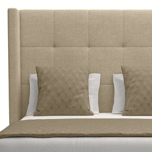 Nativa Interiors Aylet Button Tufted Upholstered Medium 67" Solid + Manufactured Wood / Revolution Performance Fabrics® Commercial Grade Panel Bed Flax Queen - 71.00"W x 86.00"D x 67.00"H