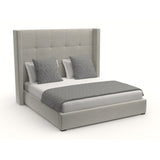 Nativa Interiors Aylet Button Tufted Upholstered Medium 67" Solid + Manufactured Wood / Revolution Performance Fabrics® Commercial Grade Panel Bed Grey Queen - 71.00"W x 86.00"D x 67.00"H