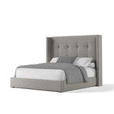 Nativa Interiors Aylet Button Tufted Upholstered Medium 67" Solid + Manufactured Wood / Revolution Performance Fabrics® Commercial Grade Panel Bed Grey Queen - 71.00"W x 86.00"D x 67.00"H