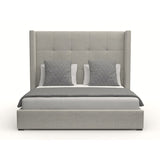 Nativa Interiors Aylet Button Tufted Upholstered Medium 67" Solid + Manufactured Wood / Revolution Performance Fabrics® Commercial Grade Panel Bed Grey Queen - 71.00"W x 86.00"D x 67.00"H