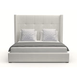 Nativa Interiors Aylet Button Tufted Upholstered Medium 67" Solid + Manufactured Wood / Revolution Performance Fabrics® Commercial Grade Panel Bed Off White Queen - 71.00"W x 86.00"D x 67.00"H