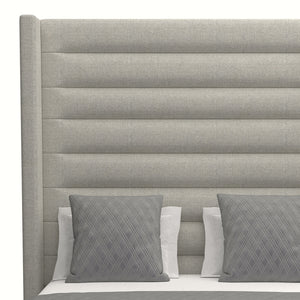 Nativa Interiors Aylet Horizontal Channel Tufted Upholstered High 87" Solid + Manufactured Wood / Revolution Performance Fabrics® Commercial Grade Panel Bed Grey Queen - 71.00"W x 86.00"D x 87.00"H