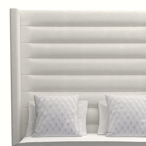 Nativa Interiors Aylet Horizontal Channel Tufted Upholstered High 87" Solid + Manufactured Wood / Revolution Performance Fabrics® Commercial Grade Panel Bed Off White Queen - 71.00"W x 86.00"D x 87.00"H