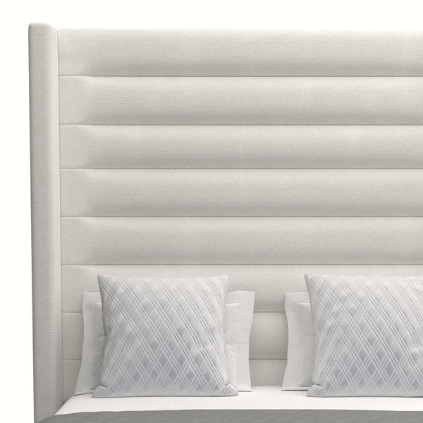 Nativa Interiors Aylet Horizontal Channel Tufted Upholstered High 87" Solid + Manufactured Wood / Revolution Performance Fabrics® Commercial Grade Panel Bed Off White Queen - 71.00"W x 86.00"D x 87.00"H