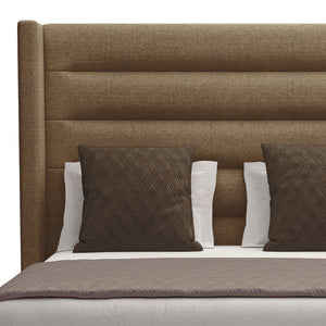 Nativa Interiors Aylet Horizontal Channel Tufted Upholstered Medium 67" Solid + Manufactured Wood / Revolution Performance Fabrics® Commercial Grade Panel Bed Brown Queen - 71.00"W x 86.00"D x 67.00"H