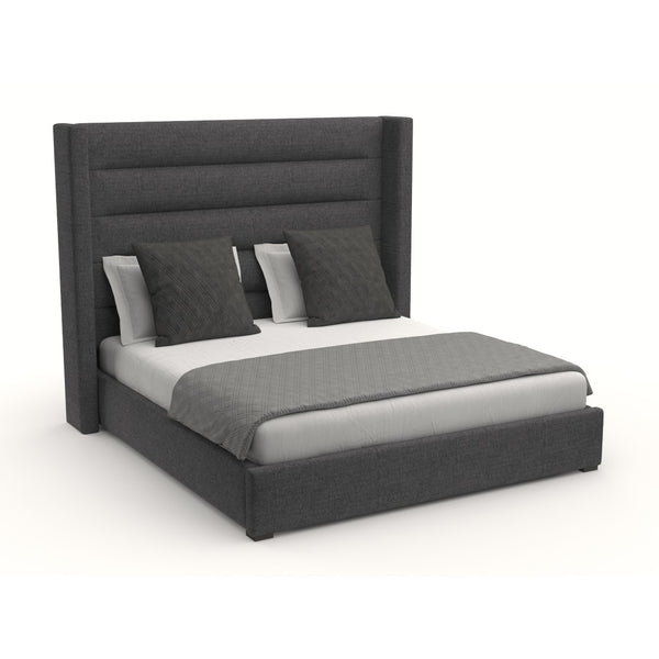 Nativa Interiors Aylet Horizontal Channel Tufted Upholstered Medium 67" Solid + Manufactured Wood / Revolution Performance Fabrics® Commercial Grade Panel Bed Charcoal Queen - 71.00"W x 86.00"D x 67.00"H