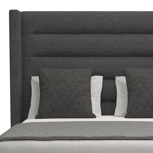 Nativa Interiors Aylet Horizontal Channel Tufted Upholstered Medium 67" Solid + Manufactured Wood / Revolution Performance Fabrics® Commercial Grade Panel Bed Charcoal Queen - 71.00"W x 86.00"D x 67.00"H