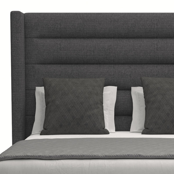 Nativa Interiors Aylet Horizontal Channel Tufted Upholstered Medium 67" Solid + Manufactured Wood / Revolution Performance Fabrics® Commercial Grade Panel Bed Charcoal Queen - 71.00"W x 86.00"D x 67.00"H