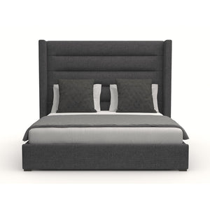 Nativa Interiors Aylet Horizontal Channel Tufted Upholstered Medium 67" Solid + Manufactured Wood / Revolution Performance Fabrics® Commercial Grade Panel Bed Charcoal Queen - 71.00"W x 86.00"D x 67.00"H
