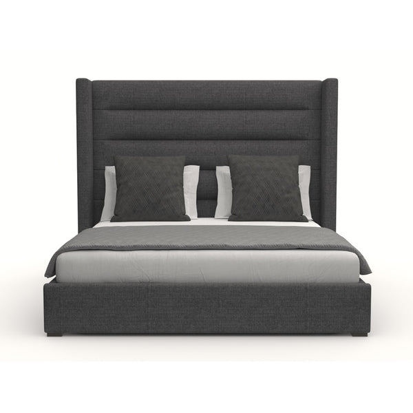 Nativa Interiors Aylet Horizontal Channel Tufted Upholstered Medium 67" Solid + Manufactured Wood / Revolution Performance Fabrics® Commercial Grade Panel Bed Charcoal Queen - 71.00"W x 86.00"D x 67.00"H