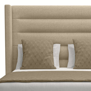 Nativa Interiors Aylet Horizontal Channel Tufted Upholstered Medium 67" Solid + Manufactured Wood / Revolution Performance Fabrics® Commercial Grade Panel Bed Flax Queen - 71.00"W x 86.00"D x 67.00"H