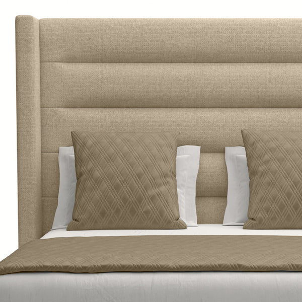 Nativa Interiors Aylet Horizontal Channel Tufted Upholstered Medium 67" Solid + Manufactured Wood / Revolution Performance Fabrics® Commercial Grade Panel Bed Flax Queen - 71.00"W x 86.00"D x 67.00"H