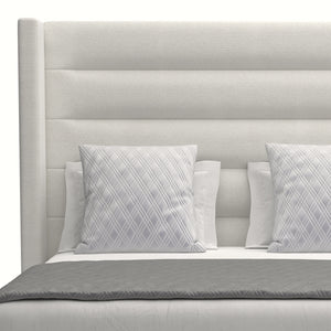Nativa Interiors Aylet Horizontal Channel Tufted Upholstered Medium 67" Solid + Manufactured Wood / Revolution Performance Fabrics® Commercial Grade Panel Bed Off White Queen - 71.00"W x 86.00"D x 67.00"H