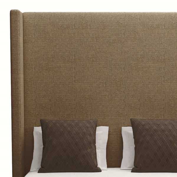 Nativa Interiors Aylet Plain Upholstered High 87" Solid + Manufactured Wood / Revolution Performance Fabrics® Commercial Grade Panel Bed Brown Queen - 71.00"W x 86.00"D x 87.00"H