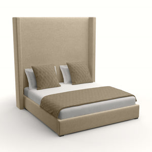 Nativa Interiors Aylet Plain Upholstered High 87" Solid + Manufactured Wood / Revolution Performance Fabrics® Commercial Grade Panel Bed Flax Queen - 71.00"W x 86.00"D x 87.00"H