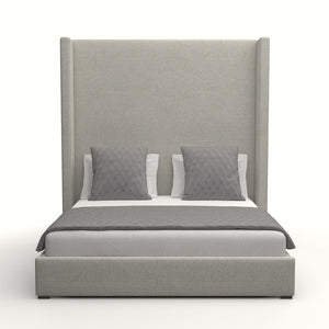 Nativa Interiors Aylet Plain Upholstered High 87" Solid + Manufactured Wood / Revolution Performance Fabrics® Commercial Grade Panel Bed Grey Queen - 71.00"W x 86.00"D x 87.00"H