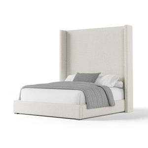 Nativa Interiors Aylet Plain Upholstered High 87" Solid + Manufactured Wood / Revolution Performance Fabrics® Commercial Grade Panel Bed Off White Queen - 71.00"W x 86.00"D x 87.00"H
