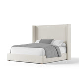 Nativa Interiors Aylet Plain Upholstered Medium 67" Solid + Manufactured Wood / Revolution Performance Fabrics® Commercial Grade Panel Bed Off White Queen - 71.00"W x 86.00"D x 67.00"H