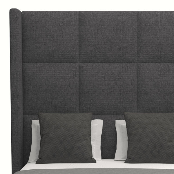 Nativa Interiors Aylet Square Tufted Upholstered High 87" Solid + Manufactured Wood / Revolution Performance Fabrics® Commercial Grade Panel Bed Charcoal Queen - 71.00"W x 86.00"D x 87.00"H