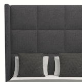 Nativa Interiors Aylet Square Tufted Upholstered High 87" Solid + Manufactured Wood / Revolution Performance Fabrics® Commercial Grade Panel Bed Charcoal Queen - 71.00"W x 86.00"D x 87.00"H