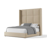 Nativa Interiors Aylet Square Tufted Upholstered High 87" Solid + Manufactured Wood / Revolution Performance Fabrics® Commercial Grade Panel Bed Flax Queen - 71.00"W x 86.00"D x 87.00"H