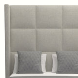 Nativa Interiors Aylet Square Tufted Upholstered High 87" Solid + Manufactured Wood / Revolution Performance Fabrics® Commercial Grade Panel Bed Grey Queen - 71.00"W x 86.00"D x 87.00"H