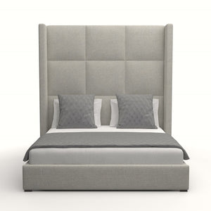 Nativa Interiors Aylet Square Tufted Upholstered High 87" Solid + Manufactured Wood / Revolution Performance Fabrics® Commercial Grade Panel Bed Grey Queen - 71.00"W x 86.00"D x 87.00"H