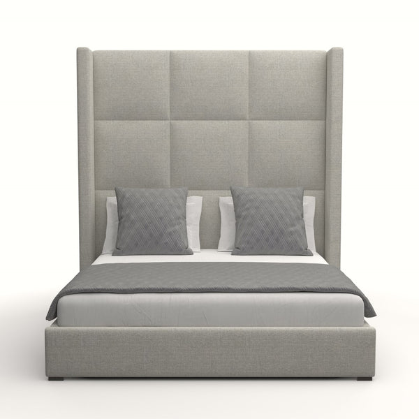 Nativa Interiors Aylet Square Tufted Upholstered High 87" Solid + Manufactured Wood / Revolution Performance Fabrics® Commercial Grade Panel Bed Grey Queen - 71.00"W x 86.00"D x 87.00"H