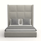 Nativa Interiors Aylet Square Tufted Upholstered High 87" Solid + Manufactured Wood / Revolution Performance Fabrics® Commercial Grade Panel Bed Grey Queen - 71.00"W x 86.00"D x 87.00"H