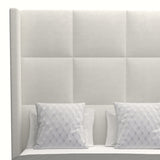 Nativa Interiors Aylet Square Tufted Upholstered High 87" Solid + Manufactured Wood / Revolution Performance Fabrics® Commercial Grade Panel Bed Off White Queen - 71.00"W x 86.00"D x 87.00"H