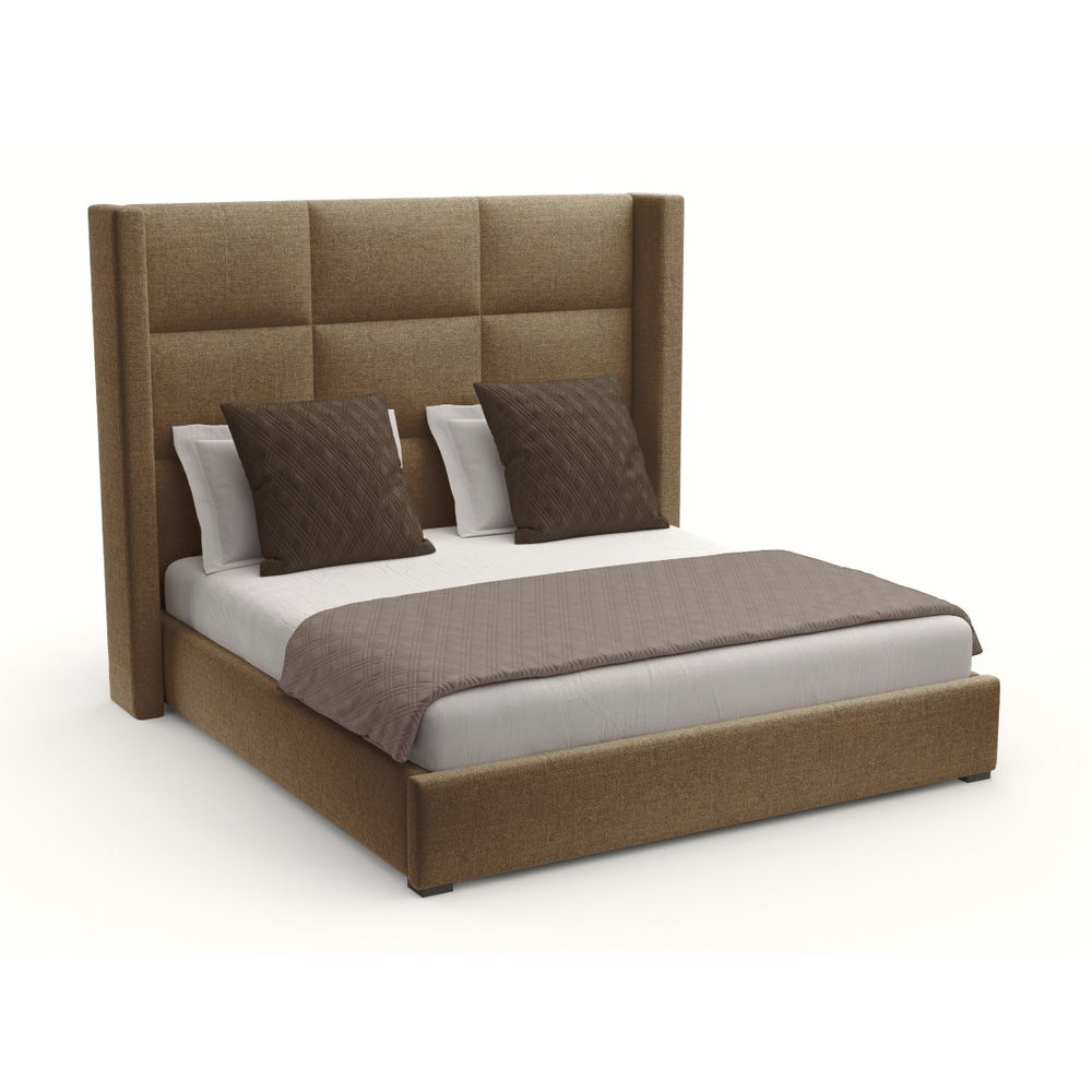 Nativa Interiors Aylet Square Tufted Upholstered Medium 67" Solid + Manufactured Wood / Revolution Performance Fabrics® Commercial Grade Panel Bed Brown Queen - 71.00"W x 86.00"D x 67.00"H