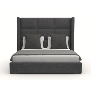 Nativa Interiors Aylet Square Tufted Upholstered Medium 67" Solid + Manufactured Wood / Revolution Performance Fabrics® Commercial Grade Panel Bed Charcoal Queen - 71.00"W x 86.00"D x 67.00"H