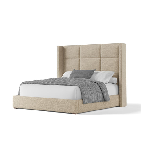 Nativa Interiors Aylet Square Tufted Upholstered Medium 67" Solid + Manufactured Wood / Revolution Performance Fabrics® Commercial Grade Panel Bed Flax Queen - 71.00"W x 86.00"D x 67.00"H