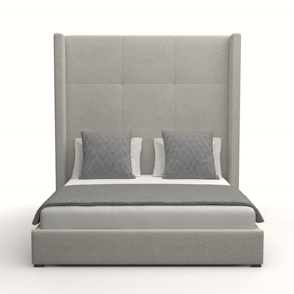Nativa Interiors Aylet Simple Tufted Upholstered High 87" Solid + Manufactured Wood / Revolution Performance Fabrics® Commercial Grade Panel Bed Grey Queen - 71.00"W x 86.00"D x 87.00"H