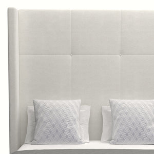 Nativa Interiors Aylet Simple Tufted Upholstered High 87" Solid + Manufactured Wood / Revolution Performance Fabrics® Commercial Grade Panel Bed Off White Queen - 71.00"W x 86.00"D x 87.00"H