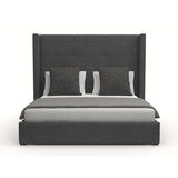 Nativa Interiors Aylet Simple Tufted Upholstered Medium 67" Solid + Manufactured Wood / Revolution Performance Fabrics® Commercial Grade Panel Bed Charcoal Queen - 71.00"W x 86.00"D x 67.00"H