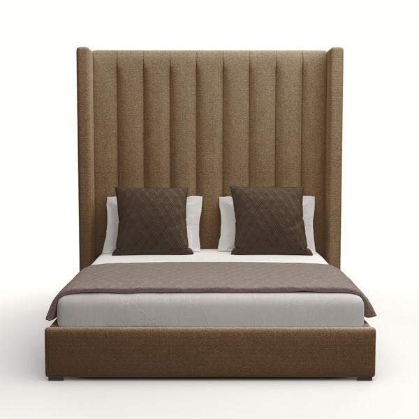 Nativa Interiors Aylet Vertical Channel Tufted Upholstered High 87" Solid + Manufactured Wood / Revolution Performance Fabrics® Commercial Grade Panel Bed Brown Queen - 71.00"W x 86.00"D x 87.00"H