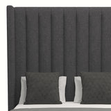 Nativa Interiors Aylet Vertical Channel Tufted Upholstered High 87" Solid + Manufactured Wood / Revolution Performance Fabrics® Commercial Grade Panel Bed Charcoal Queen - 71.00"W x 86.00"D x 87.00"H