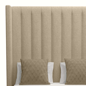 Nativa Interiors Aylet Vertical Channel Tufted Upholstered High 87" Solid + Manufactured Wood / Revolution Performance Fabrics® Commercial Grade Panel Bed Flax Queen - 71.00"W x 86.00"D x 87.00"H