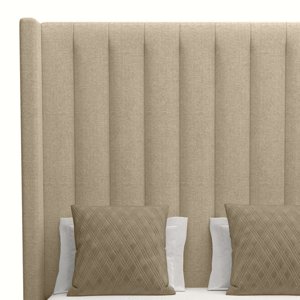 Nativa Interiors Aylet Vertical Channel Tufted Upholstered High 87" Solid + Manufactured Wood / Revolution Performance Fabrics® Commercial Grade Panel Bed Flax Queen - 71.00"W x 86.00"D x 87.00"H
